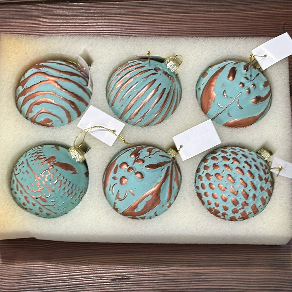 Lenox Turquoise Glass Ornament Ball Set